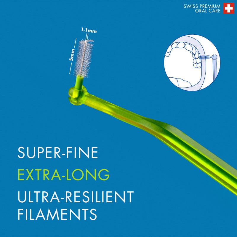 CURAPROX CPS Prime 011 Interdental Brush Refills | 8 Ultra-Fine Brushes (1.1mm - 5mm) for Effective Plaque Removal & Optimal Oral Hygiene, Lime Green Pack - Image 4